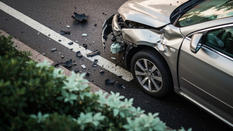 Ford Fiesta w Siewierzu uderzył w barierki – kierowca bez obrażeń