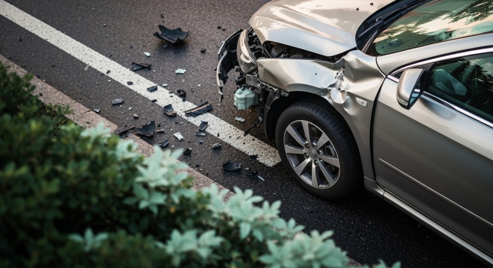 Ford Fiesta w Siewierzu uderzył w barierki – kierowca bez obrażeń