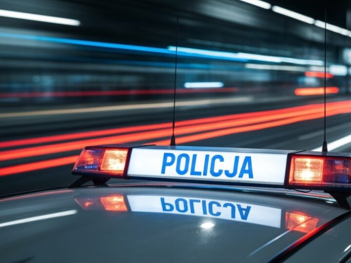 Pijany kierowca uwięziony w mercedesie na rondzie